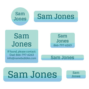 middle school name labels ombre blue