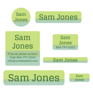 middle school name labels ombre green