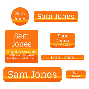 middle school name labels ombre orange