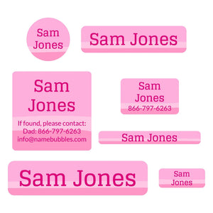 middle school name labels ombre pink