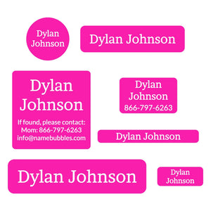 middle school name labels one color hot pink