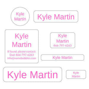 middle school name labels simple bright pink