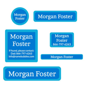 middle school name labels solid border bright blue