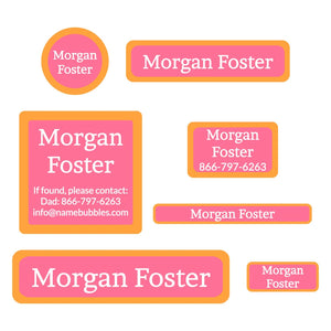 middle school name labels solid border coral