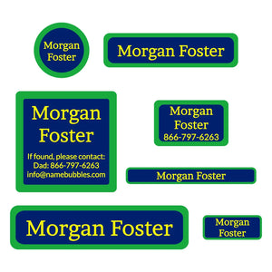 middle school name labels solid border navy
