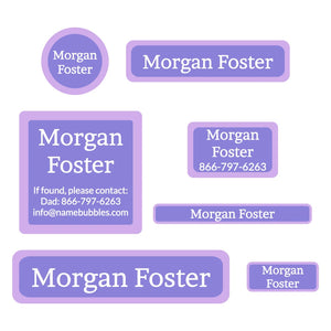middle school name labels solid border violet