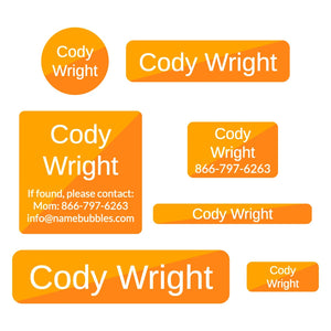 middle school name labels split orange