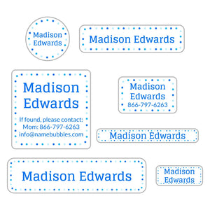 middle school name labels dots beluga blue