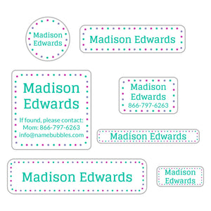 middle school name labels dots pacific surf