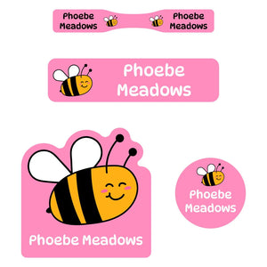 baby labels pack bee pink