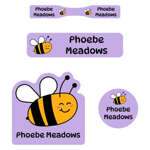 baby labels pack bee purple