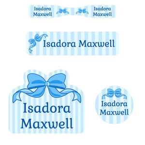 baby labels pack bow blue