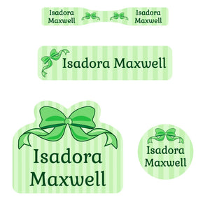 baby labels pack bow green