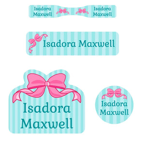 baby labels pack bow pink blue