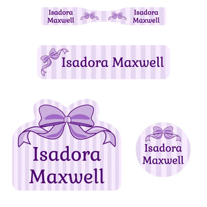 baby labels pack bow purple