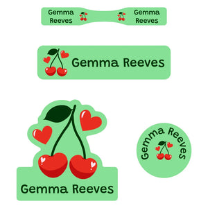 baby labels pack cherries solid green