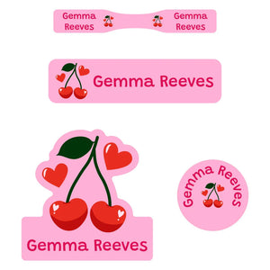 baby labels pack cherries solid pink