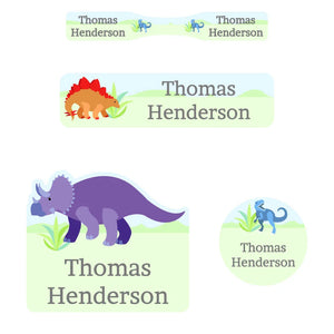 baby labels pack dinosaurs green