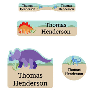 baby labels pack dinosaurs tan