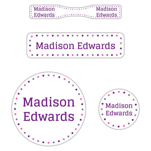 baby labels pack dots alpine glow