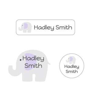 elephant white baby purple baby labels pack