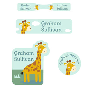 baby labels pack giraffe green