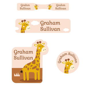baby labels pack giraffe tan