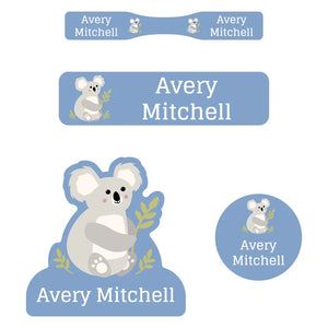 baby labels pack koala afternoon sky blue