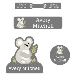 baby labels pack koala gray