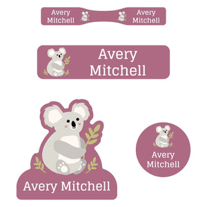 baby labels pack koala magenta