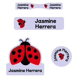 baby labels pack ladybug periwinkle