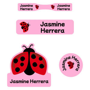 baby labels pack ladybug pink