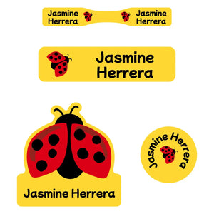 baby labels pack ladybug yellow