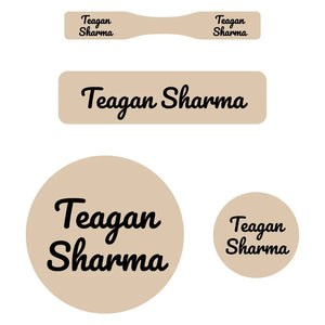 baby labels pack neutral color sand