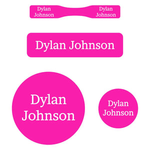 personalized baby name labels - one color  hot pink