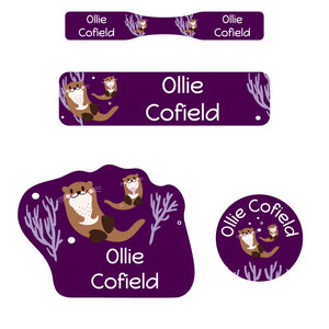 baby labels pack otter dark purple