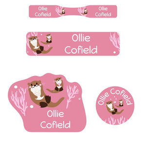baby labels pack otter muted pink