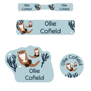 baby labels pack otter powder blue