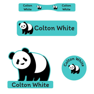 baby labels pack panda aqua