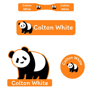 baby labels pack panda orange