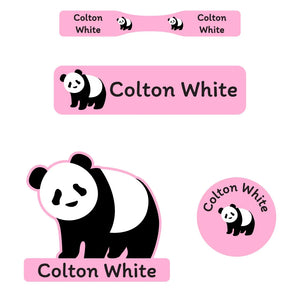baby labels pack panda pink