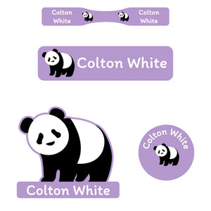 baby labels pack panda purple