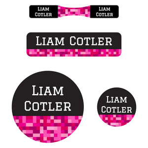baby labels pack pixels pink