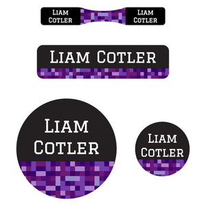 baby labels pack pixels purple