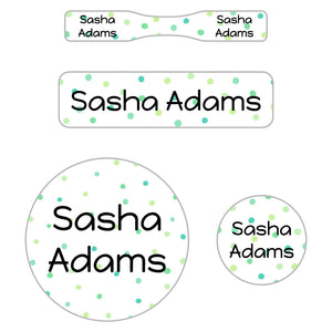 baby name labels - pom pom green