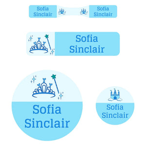 baby labels pack princess blue