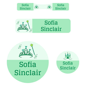 baby labels pack princess green