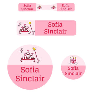 baby labels pack princess pink