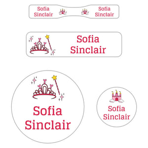 baby labels pack princess white pink