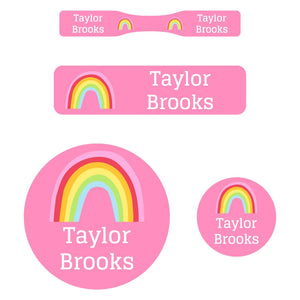 baby labels pack rainbows pink